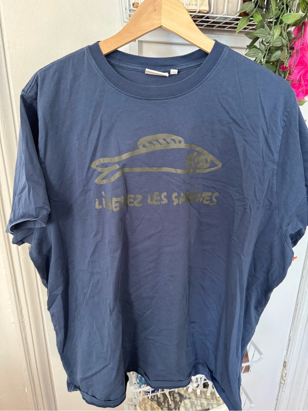 Clare V. Original Tee Navy Graphic Tee with Fish Design